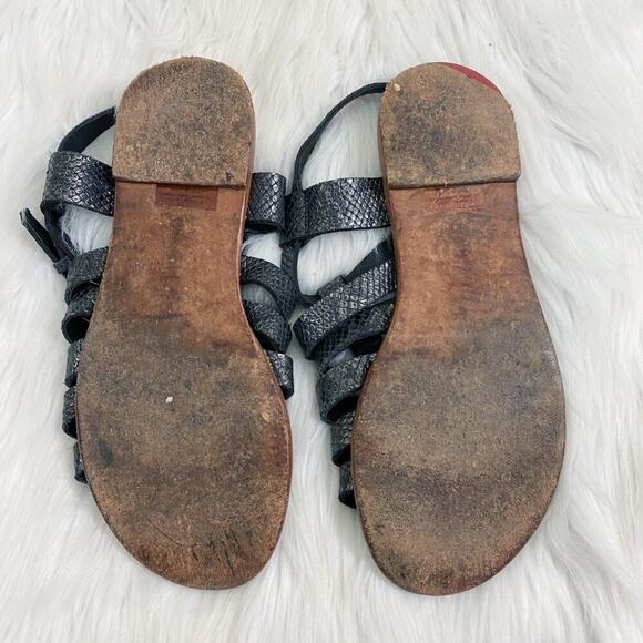 Hammitt Metallic Dark Silver Leather Studded Gladiator Sandals Women's Size 8 - Picture 7 of 10